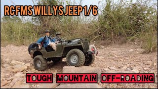 RC FMS Willys Jeep 16 Difficult mountain road off road リモコンカーオフロード車 オフロード走行 [upl. by Ajam]