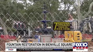 Foundation restoration happening in Bienville Square [upl. by Elvina]