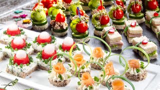 Easy appetizer recipes for parties Finger food canapes sandwiches and tartine [upl. by Eri535]