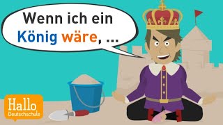 Deutsch lernen  Konjunktiv 2 einfach erklärt mit Beispielsätzen  Grammatik A2 [upl. by Pease]