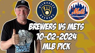 Milwaukee Brewers vs New York Mets 10224 MLB Wildcard Game 2 Pick amp Prediction  MLB Betting Tips [upl. by Llennahc]