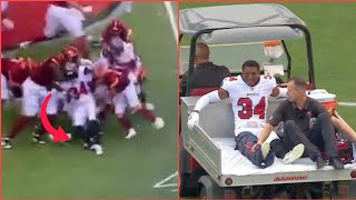 Horrible Injury 😨 Buccaneers Cornerback Bryce Hall Injured Vs Commanders  Carted Off Field [upl. by Arrat]