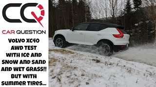 Volvo XC40 RDesign AWD test  In snow sand ice and wet grass [upl. by Kirk]