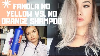 Fanola NO YELLOW SHAMPOO VS NO ORANGE Review Get rid of brassy hair [upl. by Azar512]