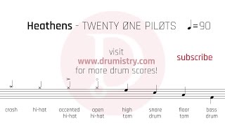 Twenty One Pilots  Heathens Drum Score [upl. by Ahsiner]