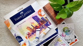 Faber Castell WaterColour  24 colours  Amazon Haul  Unboxing and Review [upl. by Dnivra]