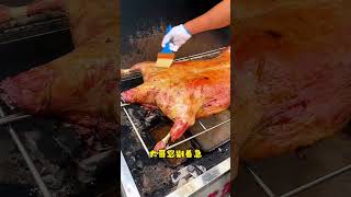 Special barbecue crispy roasted whole lamb golden color and deliciousfood foodie delicious [upl. by Yesak]