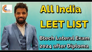 UPCOMING LEET EXAM 2024 I BTech Lateral Entry After Diploma Exam Date All Over India LEET EXAM LIST [upl. by Maxfield]