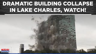 Abandoned Skyscraper Demolished in Lake Charles Watch Dramatic Explosion  World News [upl. by Eitteb]