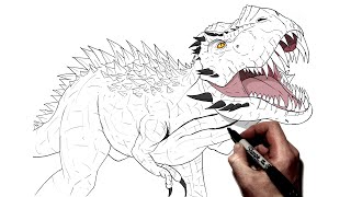 How To Draw Omega 09 T Rex  Step By Step  Jurassic World [upl. by Lejna921]