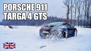 Porsche 911 Targa 4 GTS  Winter Ride ❄️ ENG  Test Drive and Review [upl. by Zelma33]