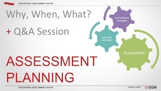 Assessment Planning Why When What  Assessment Workshop 1 [upl. by Shreve]