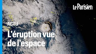 Les incroyables images satellites de léruption dun volcan aux îles Tonga [upl. by Llenahs920]