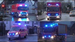 FEU 4  Großbrand in OldtimerWerkstatt Einsatzfahrten Feuerwehr  ABCDienstLZG Kreis Pinneberg [upl. by Gad342]