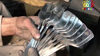 Wonderful Italian Design Spoon Manufacturing Process How to make Stainless Steel Table Spoon [upl. by Kuster]