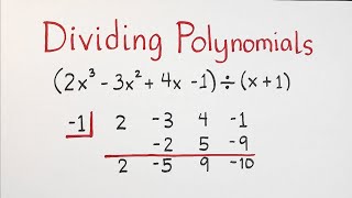 Dividing Polynomials  Synthetic Division [upl. by Lefty]