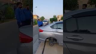 Car Wheels Stolen  Honda City  DHA Lahore [upl. by Krahmer743]