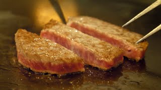 A5 Rank Hiroshima Beef The Skill of a Teppanyaki Chef [upl. by Adnovaj]