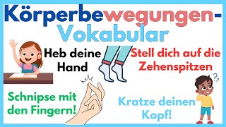 Lerne Deutsch mit Spaß Körperbewegungen mit Sätzen  Einfaches Deutsch [upl. by Schwarz]