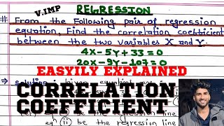 Find Correlation Coefficient between the two variables X and Y  Regression equation  Arya Anjum [upl. by Lewie702]