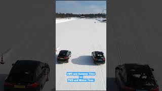 Summer Tires amp 4x4 VS Winter Tires amp FWD  Acceleration and Braking Test [upl. by Nnel]