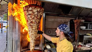 100 KG Chicken Shawarma Stands on a Single nail  Syrian Shawarma in ISTANBUL [upl. by Aikem]