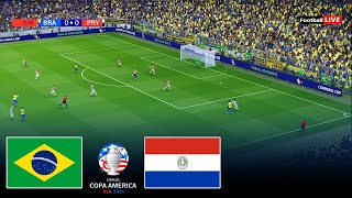 BRAZIL vs PARAGUAY I COPA AMERICA 2024  FULL MATCH  REALISTIC PES [upl. by Aicilet]