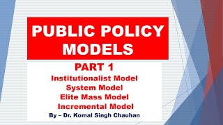 Models of Public Policy I Public Administration Lecture Series [upl. by Natie]