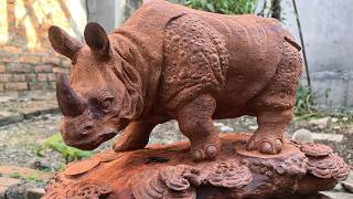 Amazing Top 3 wood carving Rhino [upl. by Metzger]