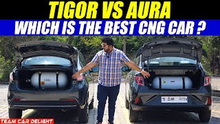 Konsi hai Sabse Best CNG Car  Tata Tigor Vs Hyundai Aura Comparison [upl. by Sosna495]