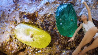 I found beautiful Crystals in cave yellow amp green crystals [upl. by Lucian]