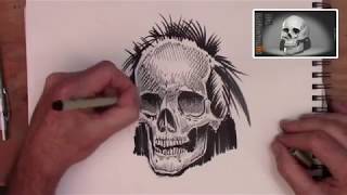 1 SKETCHING and inking a skull [upl. by Leela]