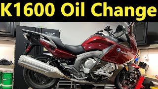 BMW K1600 OIL CHANGE HOW TO DIY EASY [upl. by Dorotea]