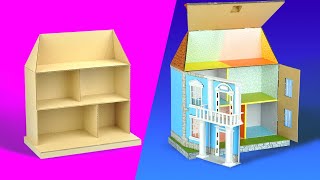 How to make cardboard twostory doll house mansion [upl. by Nivram477]