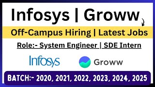 Infosys Hiring 2023 20222020  Groww Hiring 2024 2025 BATCH  Role System Engineer  SDE Intern [upl. by Aivitnahs]