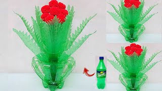 Plastic bottle Vase Craft DIY Easy Tree from Waste bottleSprite ki bottle se banaye Guldasta [upl. by Eleanor]