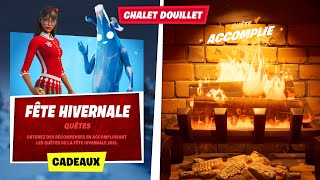 SE RÉCHAUFFER PRÈS DU FEU DANS LE CHALET DOUILLET  QUÊTE DE LA FÊTE HIVERNALE FORTNITE [upl. by Alexandrina]