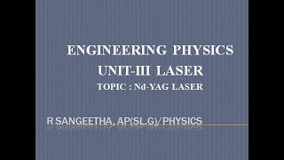 NdYAG Laser  Mrs R Sangeetha APSlGPhysics [upl. by Anailuj895]