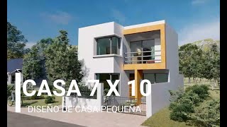 PLANO DE CASA PEQUEÑA Y ECONOMICA 7X10 DE DOS PISOS [upl. by Aiuqram724]