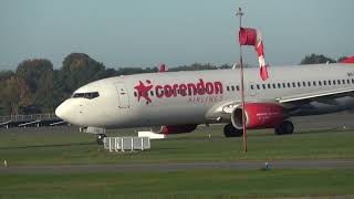 Corendon Airlines Europe B737800 Takeoff Groningen Airport Eelde [upl. by Ennazor808]