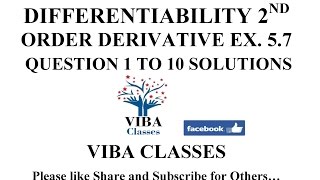 DIFFERENTIABILITY SECOND ORDER DERIVATIVE EX 57 CLASS XII QUESTION 1 TO 10 SOLUTIONS CBSE NCERT [upl. by Thedrick]