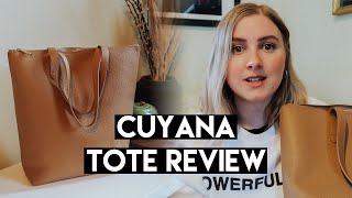 CUYANA TALL STRUCTURED LEATHER ZIPPER TOTE REVIEW  Blondes amp Bagels [upl. by Malchus281]