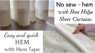 No sew Hem Ikea Hilja sheer curtains  Easy  quick affordable way to hem without sewing machine [upl. by Priestley]