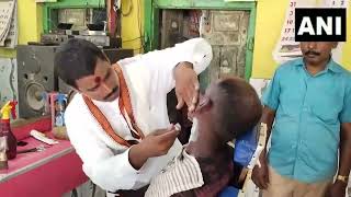 Tamil Nadu Independent Candidate Parirajan becomes barber for a day during poll campaign [upl. by Calla]