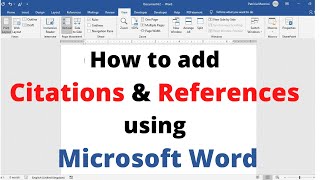 How to add Citations and References using Microsoft Word  Adding Citation and References by MS word [upl. by Anitsyrk]