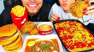 ASMR JOLLIBEE MUKBANG 먹방 MOST POPULAR FOOD FRIED CHICKEN JOY SPAGHETTI BURGERS ASIAN FILIPINO WIFE [upl. by Roxine642]