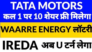 tata motors share news todayireda share latest newswaaree energies share newswaaree energies ipo [upl. by Robson632]