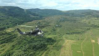 Mi24 Hind helicopters shoot rockets from pilot view perspective [upl. by Duyne]