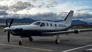 DAHER TBM 700  N720VB closeup startup takeoff at Colmar CMRLFGA [upl. by Aland]