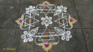 Vinayaka Chaturthi Special Rangoli  5x5 dots Vinayaka Chavithi Muggulu  Side Border muggulu [upl. by Htenay572]